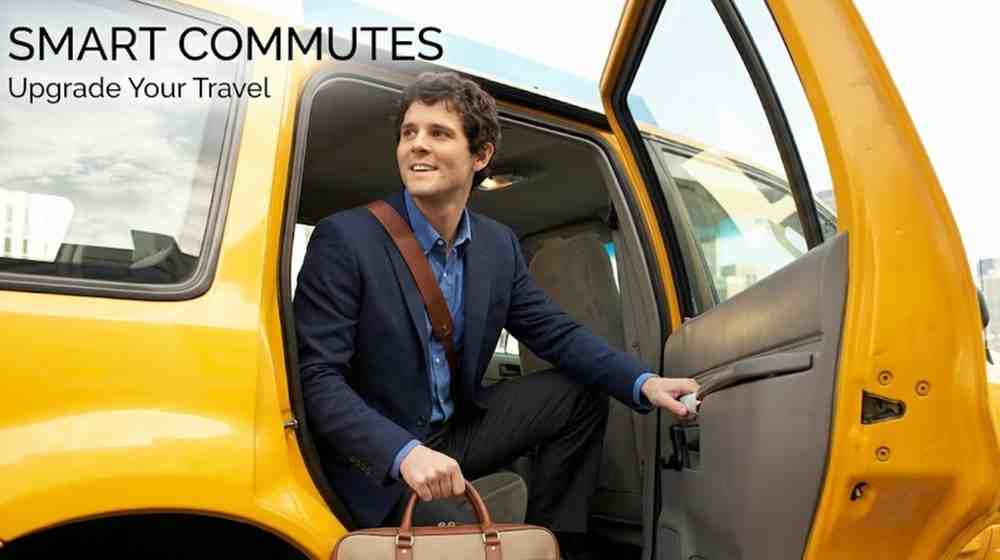 A businessman stepping out of a reliable taxi in Grande Prairie holding a briefcase for a professional commute.