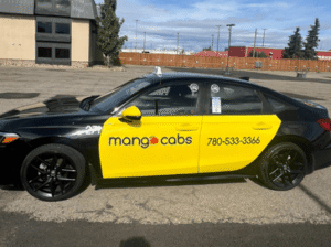 Mango Cabs GP sedan taxi in Grande Prairie Alberta - professional airport transfer vehicle